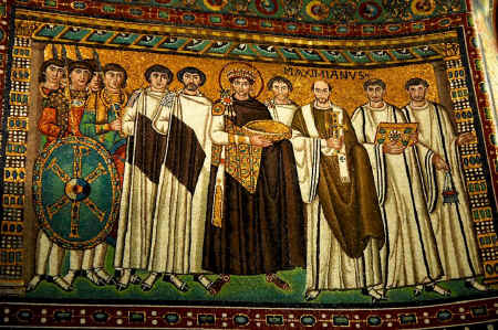 The Emperor Justinian depicted in the mosaics of San Vitale